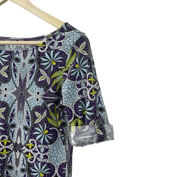 Soybu Small Dress Roll Tab Sleeves Pullover Stretch Travel Knee Length Womens - Picture 9 of 16